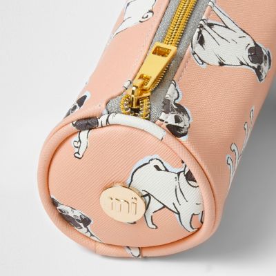 Girls Mi-Pac pink pug print pencil case